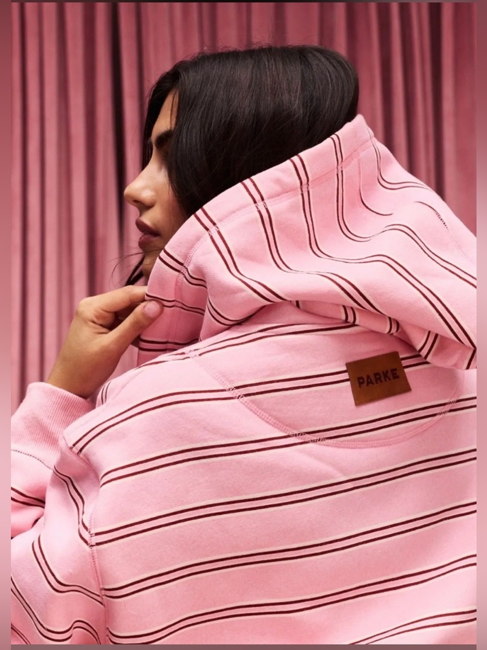 NEW SOLD OUT VDAY Parke pink striped robe with heart detail, Size L/XL